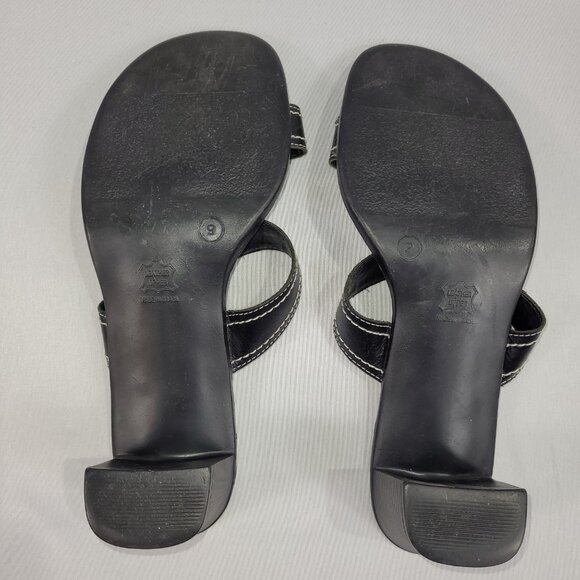 Paolo Corelli Black Heeled Sandals Summer Shoes Leather Uppers Women's size 9 - Picture 2 of 3